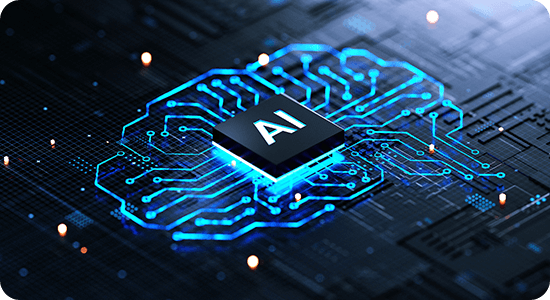 AI overlayed on a brain with circuit lines