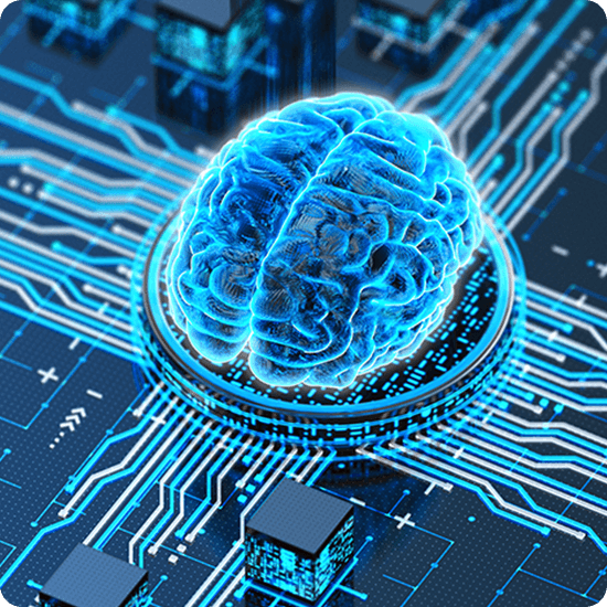 A brain on top of a circuit board