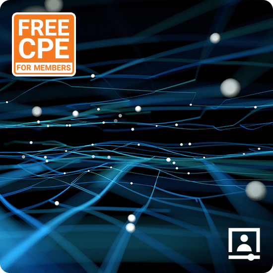 Free CPE for members on a blue background