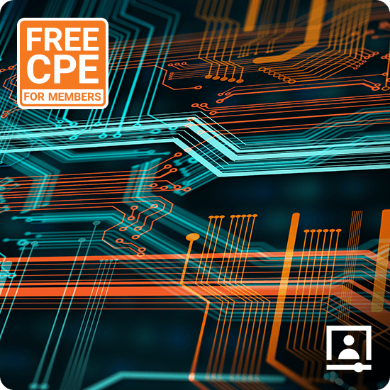 Free CPE For members on a circuit board with orange and green lines