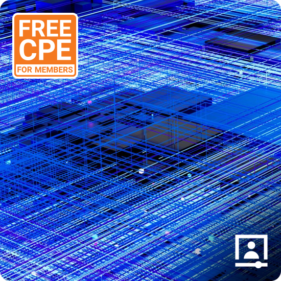 Free CPE for Members, lines on blue background