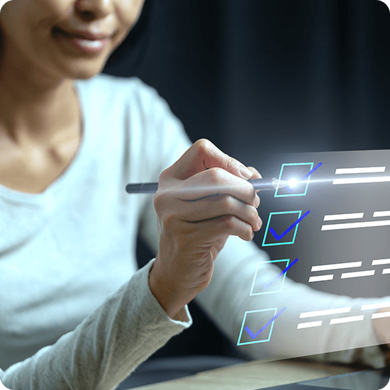 Person writing on a digital screen