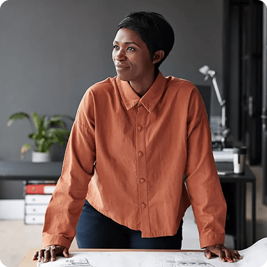 Person standing in an office