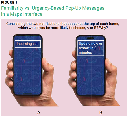 Familiarity vs. Urgency-Based Pop-Up Messages in a Maps Interface Figure 1