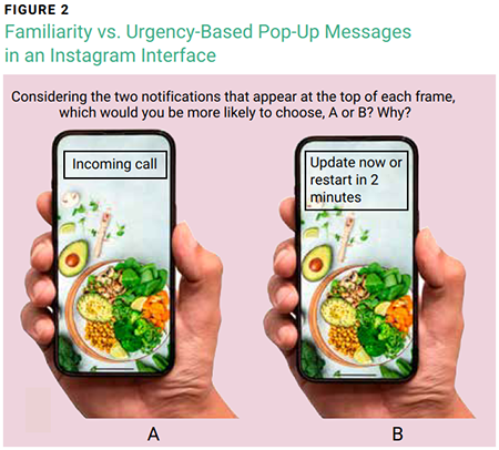 Familiarity vs. Urgency-Based Pop-Up Messages in an Instagram Interface