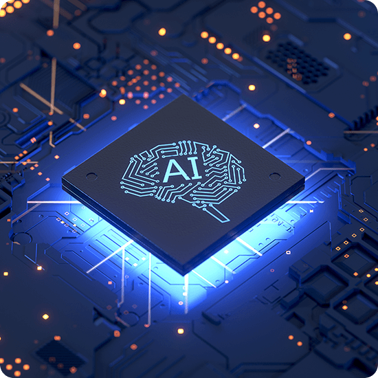AI chip positioned on a green circuit board, showcasing intricate connections and electronic components.