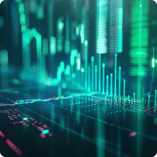 A computer screen displaying a stock market graph with fluctuating lines and data points.