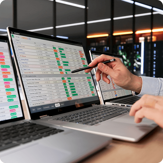 A man doing computer work