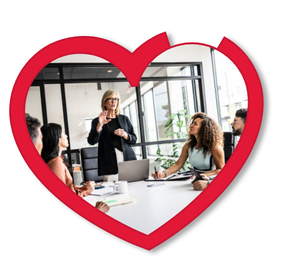 Employees having a meeting in an office