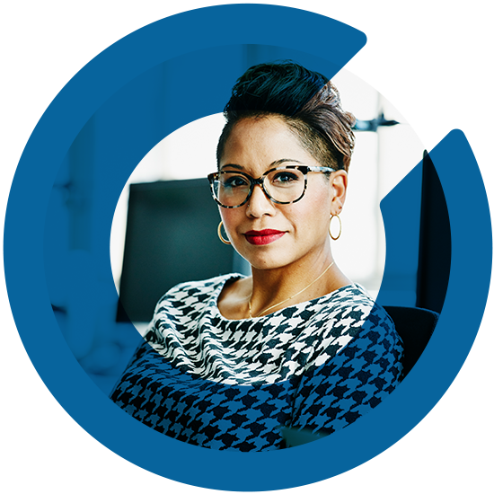Profile of a woman with a C overlay