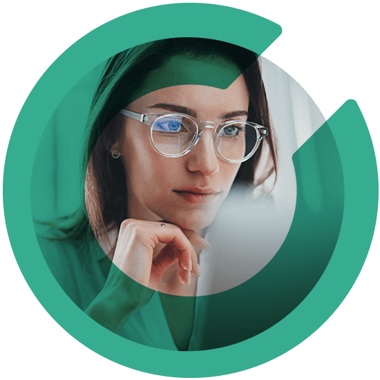 Profile of a woman with a C overlay