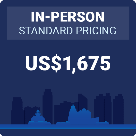 In-person Standard Pricing US$1,675