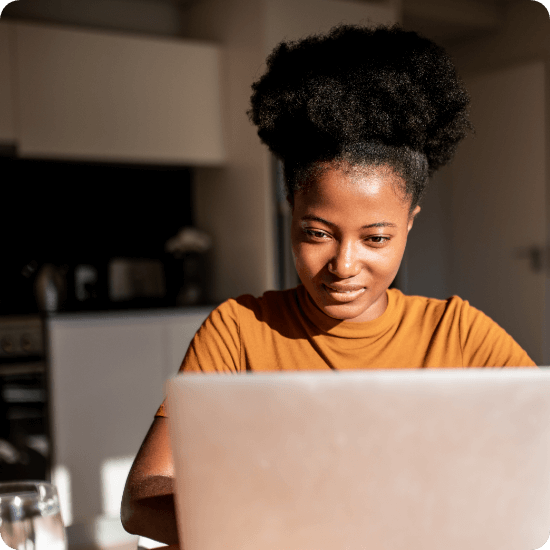 Woman working at a laptop