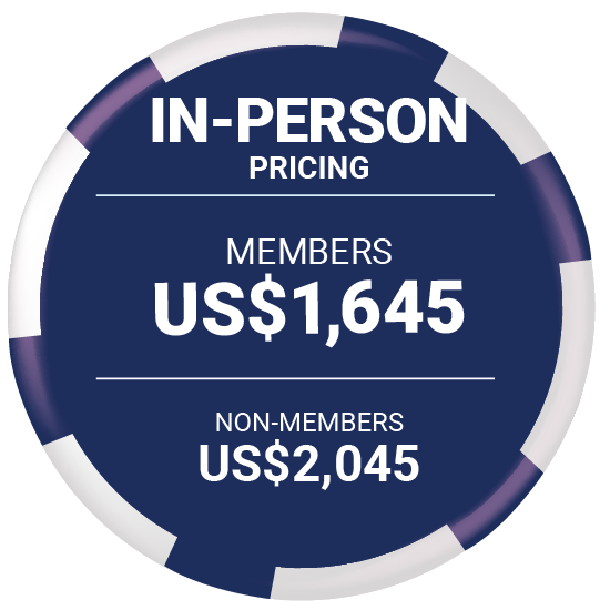 In-person pricing Members US$1,645 | Non-members US$2,045