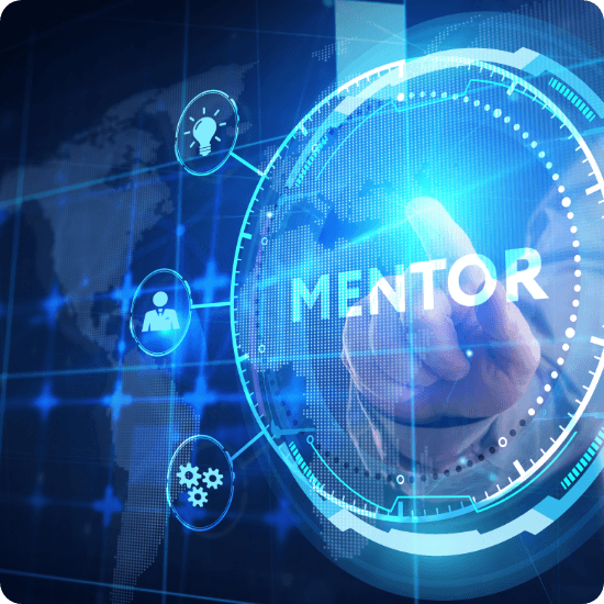 Mentor on a blue background