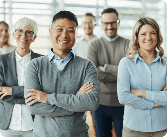 A group of standing professionals