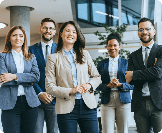A group of standing professionals
