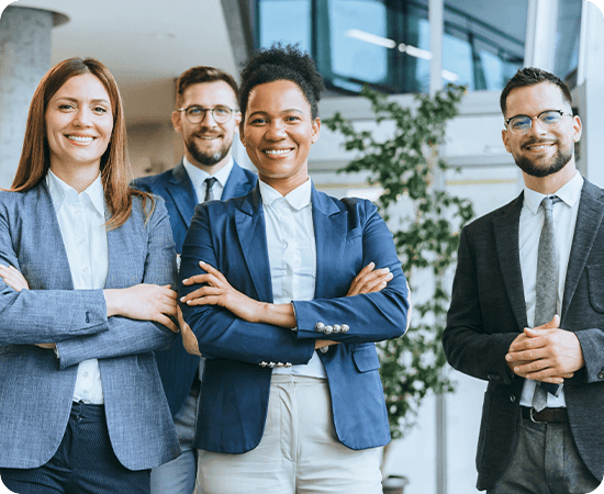 A group of standing professionals