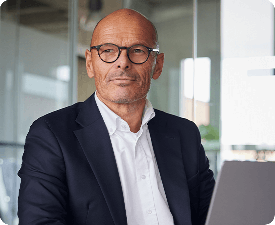 A man working at a laptop