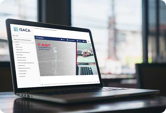 An open laptop with the IT Audit Fundamentals page