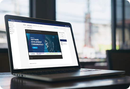 Laptop showing Software Fundamentals online course