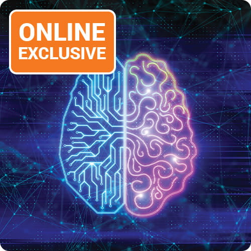 Computer Brain with blue background