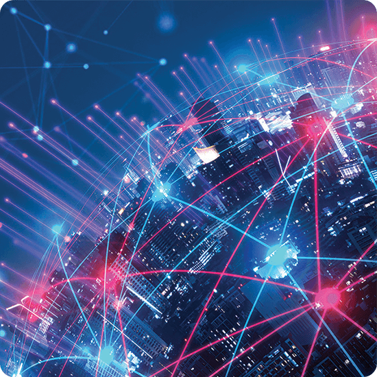 Ecommerce connectedness over cityscape