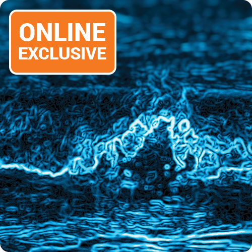 Abstract squiggles on blue background