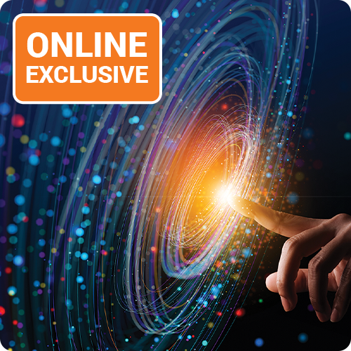 Finger pointing at cyber galaxy