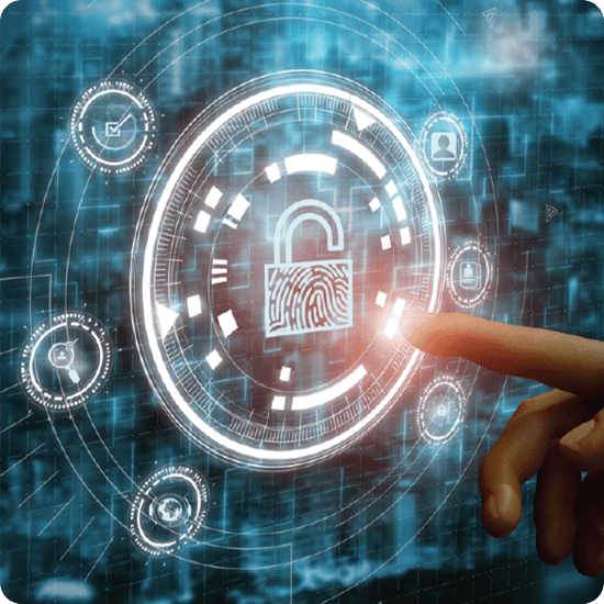 Graphic with security symbol