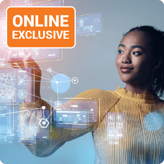 Person pointing at digital icons