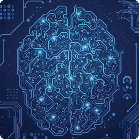 Abstract illustration of a brain as a circuit board, highlighting the intricate connections of the human mind.