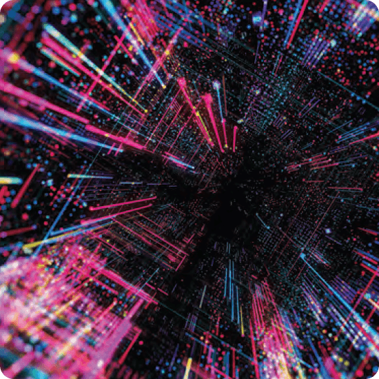 Bright abstract design with dynamic lines and colorful dots creating an energetic visual effect.