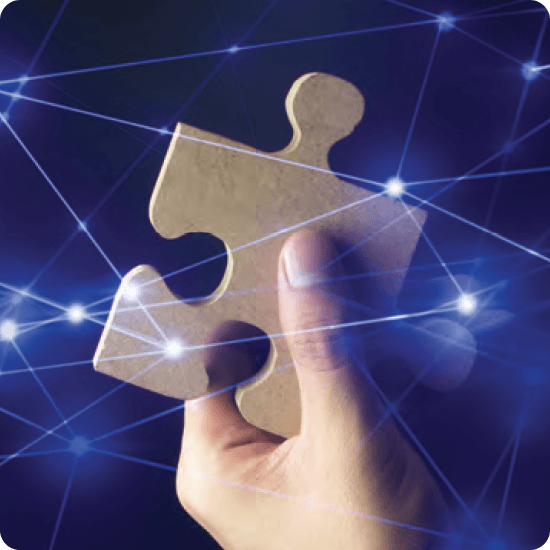 An abstract representation of digital transformation with a puzzle piece