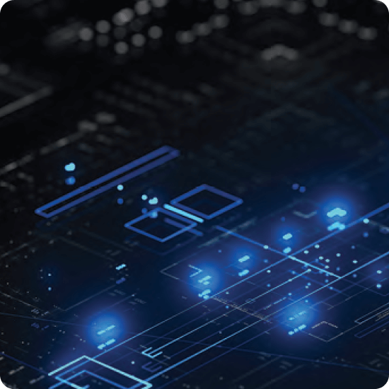 Digital circuit board on blue background