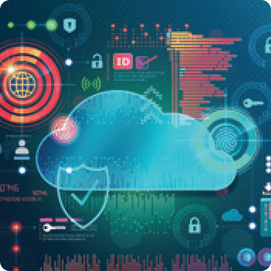 Digital cloud and shield with a checkmark