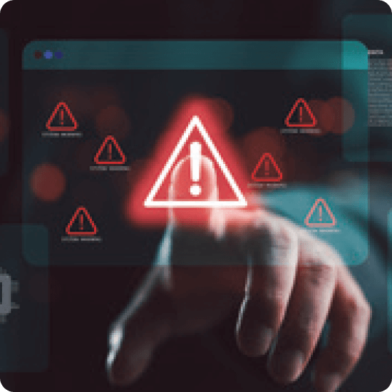 A caution sign with a finger pointing to it