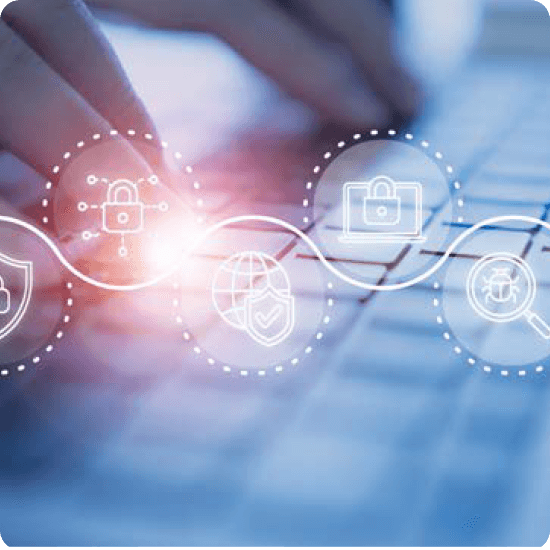 Hands typing on a keyboard