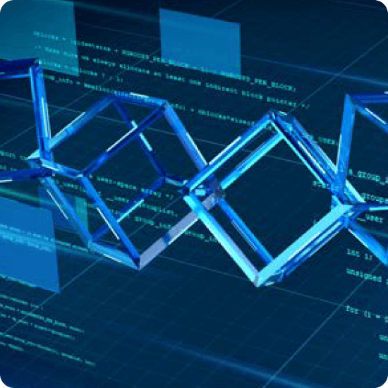 A blue computer screen filled with various lines of code, illustrating programming concepts.