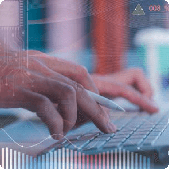 Hands typing on a keyboard