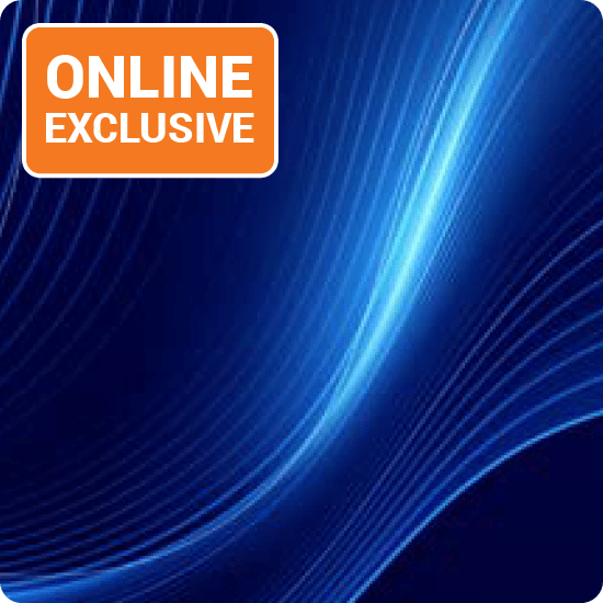 Vibrant abstract wallpaper with intersecting blue and orange geometric shapes.