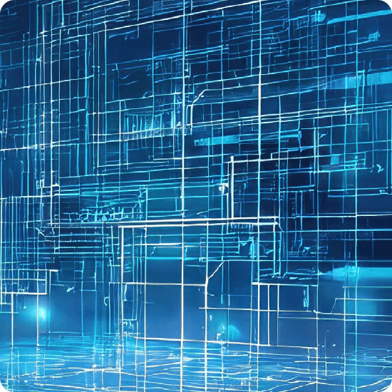 Glowing lines on a blue background