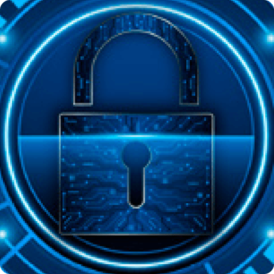 An illustration of a padlock on a blue background