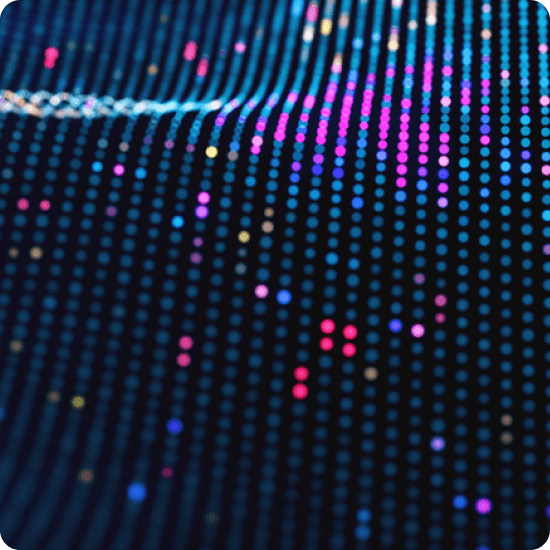 A dark background filled with colorful dots 