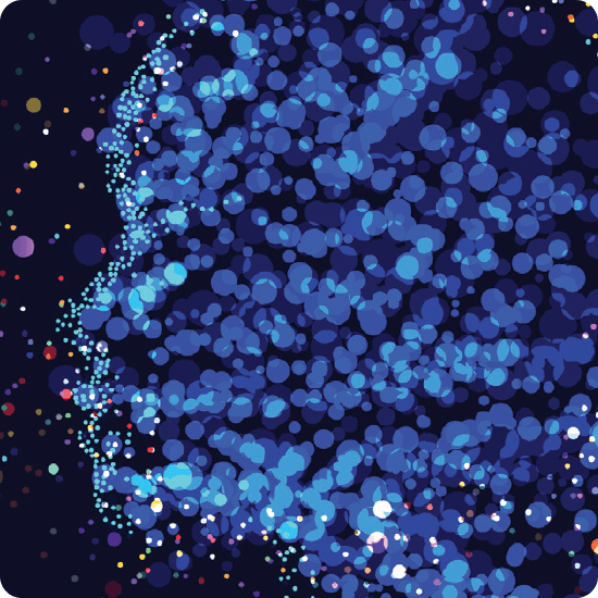 Blue dots creating a profile of a face