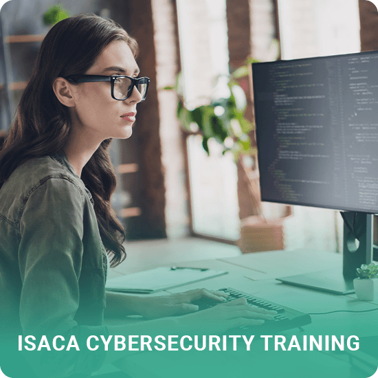 ISACA Cybersecurity Training, student looking at monitor