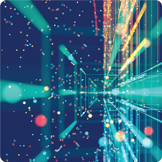 An abstract design featuring colorful patterns and shapes