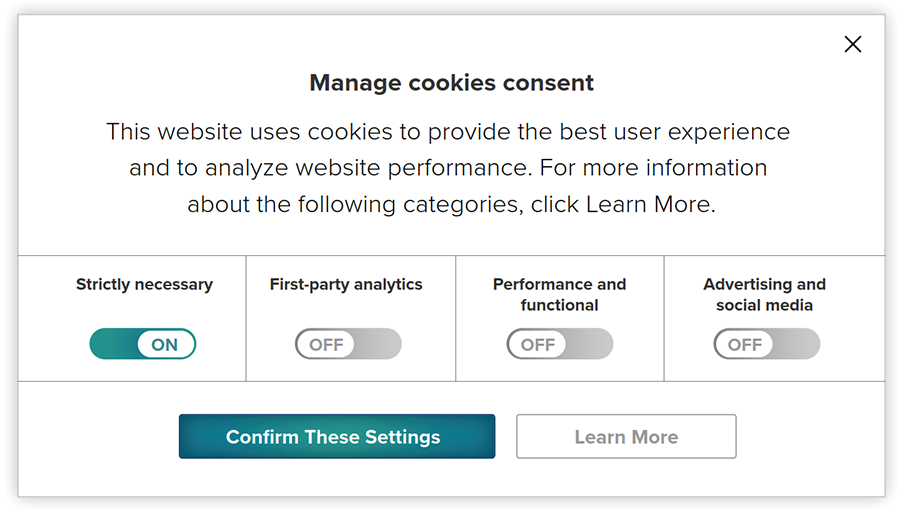 FIGURE 3: Cookie Banner With Categories