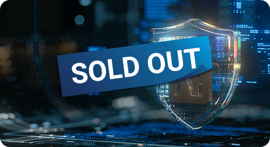 Sold out sign over a digital background representing cyber security themes.