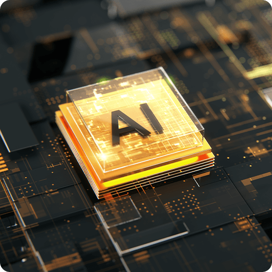 AI on a yellow computer chip